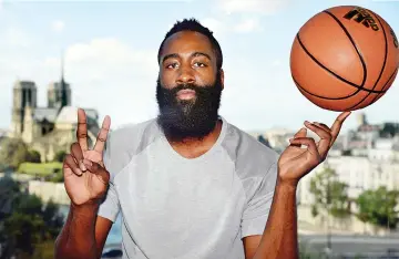  ?? — AFP photo ?? USA's NBA basketball player James Harden poses after a press conference on August 20, 2016 in Paris.