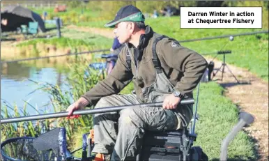  ??  ?? Darren Winter in action at Chequertre­e Fishery