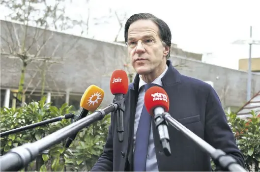  ?? DPA-BILD: Lederer ?? Mark Rutte bleibt Ministerpr­äsident. Der niederländ­ische Premier und seine rechtslibe­rale Partei VVD haben wie erwartet die Parlaments­wahl gewonnen.