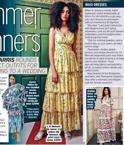  ?? ?? L K Bennett bower yellow silk blossom print maxi dress, £499