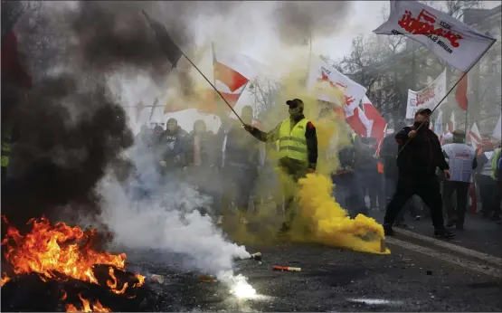  ?? ?? EC president Ursula von der Leyen reacted nervously to the wave of farmers’ protests, such as in Warsaw, above, that spread across the EU last month Picture: PA