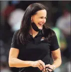  ?? Kevin C. Cox / Getty Images ?? Phoenix Mercury coach Sandy Brondello reacts after a win over the Atlanta Dream on Sept. 8.