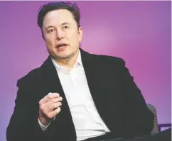  ?? RYAN LASH / TED CONFERENCE­S, LLC / AFP VIA GETTY IMAGES FILES ?? Tesla chief Elon Musk’s announceme­nt that he has US$46.5 billion in financing to buy Twitter is likely to
force a response from the company, experts say.