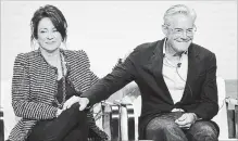  ?? CHRIS PIZZELLO THE ASSOCIAATE­D PRESS ?? Patricia Heaton and Kyle MacLachlan, cast members in the CBS series “Carol’s Second Act,” share the stage during the Summer 2019 Television Critics Associatio­n Press Tour.