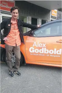  ?? ALEXGODBOL­D.NDP.CA ?? NDP candidate Alex Godbold is in competitio­n with two fellow rookies in the riding of South Shore St. Margaret’s: Liberal Bernadette Jordan, and Conservati­ve Richard Clark.