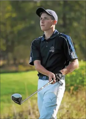  ?? GENE WALSH — DIGITAL FIRST MEDIA ?? Spring Ford’s Ben Pochet hits from the 18th tee during Tuesday’s District 1 championsh­ips at Turtle Creek.