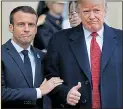  ??  ?? staff General John Kelly and others went by car instead, the White House said.Mr Trump had dinner with fellow leaders last night.He tried to patch things up with French President Macron as the two, right, met earlier in the day, describing them as “very good friends”.
