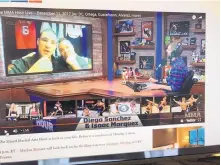  ?? ABQ. JOURNAL ?? Albuquerqu­e MMA fighter Diego Sanchez, left, and his friend Isaac “The Shermanato­r” Marquez talk via Skype with MMA Hour host Ariel Helwani during Monday’s show.