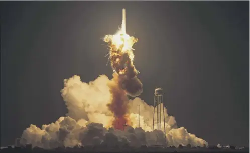  ?? Picture: AP ?? The Antares rocket carrying the Cygnus cargo vessel explodes six seconds after launch on Tuesday night