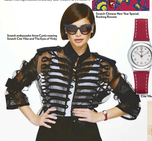  ??  ?? Swatch ambassador Anne Curtis wearing Swatch Cite Vibe and The Eyes of Vicky