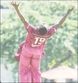  ??  ?? Sheldon Cottrell was the most successful West Indies bowler but his four wickets were expensive. (Photo courtesy of CWI)