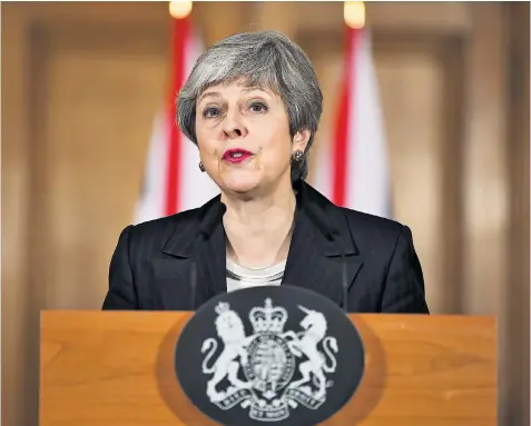  ??  ?? Theresa May in Downing Street last night. In a message to MPS and the nation, she said that the public had had enough and chided MPS for doing ‘everything possible to avoid making a choice’