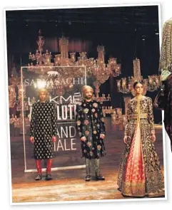  ??  ?? (From left to right) Models in Sabyasachi Mukherjee’s outfits at the grand finale