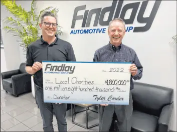  ?? Findlay ?? Findlay Automotive Group’s Chad Leavitt, left, chief accounting officer, and Tyler Corder, CFO, donate their time to nonprofit organizati­ons.