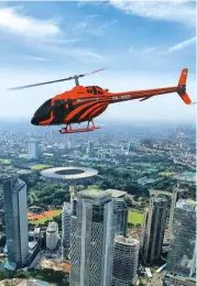  ??  ?? Fairmont Jakarta’s Sky Suite, a Bell 505 helicopter