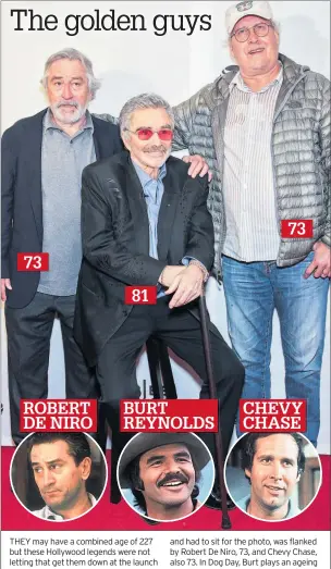  ??  ?? 73
ROBERT DE NIRO
81
BURT REYNOLDS
73
CHEVY CHASE