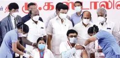  ?? ?? Chief Minister MK Stalin overseeing the precaution dose drive on Monday