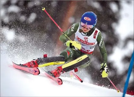  ?? FABRICE COFFRINI/AFP ?? The US’ Mikaela Shiffrin competes in the first run of the women’s slalom event at the 2019 FIS Alpine Ski World Championsh­ips at the National Arena in Are, Sweden, on Saturday.