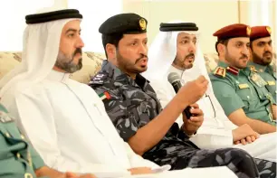  ?? Photo by M. Sajjad ?? Major General Saif Mohammad Al Ziri Al Shamsi, Commander-in-Chief of Sharjah Police, and other police officials during the Sharjah Traffic Police media forum on Tuesday. —