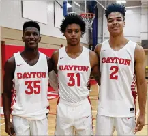  ?? DAVID JABLONSKI / STAFF ?? First-year Flyers (from left) Dwayne Cohill, Jhery Matos and Frankie Policelli will play at home for the first time Nov. 2 in an exhibition game against Capital.