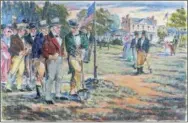  ??  ?? The first shovel of dirt for the Erie Canal was ceremoniou­sly overturned outside of Rome on July 4, 1817, as portrayed in Ground- Breaking Ceremony, a 1960painti­ng by J. Erwin Porter.