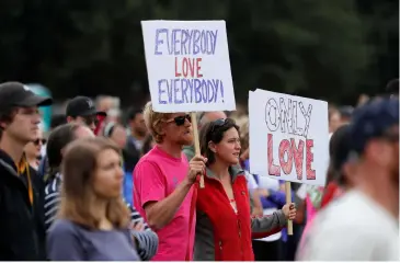  ??  ?? Thousands took part in a student- led ‘ March for Love’ in North Hagley Park, Christchur­ch after the two mosque attacks on 15 March.