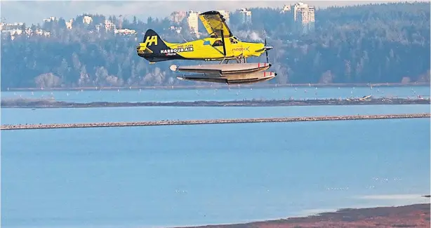  ?? HARBOUR AIR VIA THE NEW YORK TIMES ?? In an image provided by Harbour Air, the vintage de Havilland Beaver airplane makes its first test flight with a battery-powered engine in Vancouver on Dec 10, 2019.