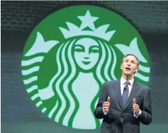  ?? AP ?? In this file photo, Howard Schultz, executive chairman of Starbucks Corp, speaks at the company’s annual shareholde­rs meeting in Seattle.