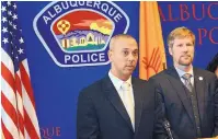  ?? JIM THOMPSON/JOURNAL ?? New York Police Department Assistant Chief Fausto Pichardo speaks to the media alongside Mayor Tim Keller about the week spent with the Albuquerqu­e Police Department.