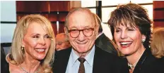  ?? AP ?? Neil Simon, his wife Elaine Joyce (left) and Lucie Arnaz at the reception for the Eugene O’Neill Theatre Centre’s Monte Cristo Award in New York in 2008.