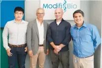  ?? YALE UNIVERSITY/COURTESY ?? The co-founders of Modifi Bioscience­s: Kingson Lin, from left, Kevin Rakin, Seth Herzon and Dr. Ranjit Bindra.