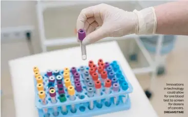  ?? DREAMSTIME ?? Innovation­s in technology could allow for one blood test to screen for dozens of cancers.