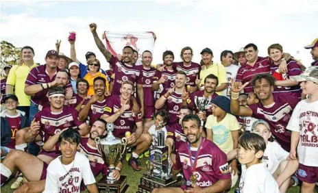  ?? Photo: Nev Madsen ?? REIGNING CHAMPS: Dalby celebrates its 2017 TRL grand final win over Pittsworth as it prepares for its title defence from next weekend.