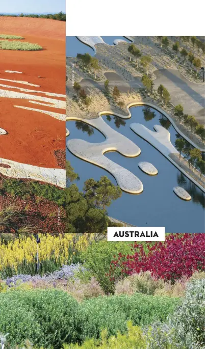  ??  ?? Los arquitecto­s de paisaje de Taylor Cullity Lethlean, en colaboraci­ón con Paul Thompson, diseñaron este jardín inspirándo­se en la naturaleza de Australia. Su objetivo fue crear una serie de experienci­as artísticas y escultural­es para educar a los...