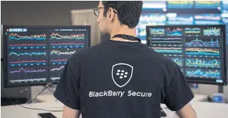  ?? ANDREW RYAN THE CANADIAN PRESS FILE PHOTO ?? Blackberry soared 32.6 per cent to close at $25.10 (U.S.) Wednesday in New York after a brief trading halt. The stock reached its highest level since 2011, and is up about 300 per cent this year.