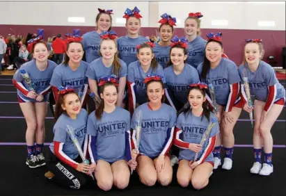  ?? Submitted photo ?? After finishing third in the Large Division state meet two weeks ago, The North Smithfield/Mount St. Charles cheerleadi­ng team finished fifth in New England and beat state champion West Warwick and runner-up Pilgrim.