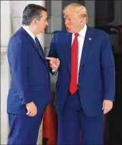  ?? HOUSTON CHRONICLE ?? President Donald Trump now eagerly endorses Sen. Ted Cruz despite often calling him a “total fraud” during the 2016 presidenti­al campaign.