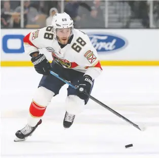  ?? MADDIE MEYER/ GETTY IMAGES FILES ?? Mike Hoffman, one of the NHL'S most prolific scorers, had 59 points in 69 games with Florida in 2019-20. After joining the St. Louis Blues during training camp, the forward has signed on with the team for a one-year deal worth $4 million.
