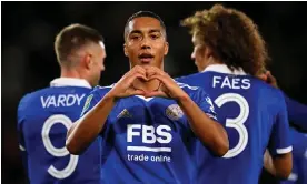  ?? Photograph: Clive Mason/Getty Images ?? Youri Tielemans gave Leicester an early lead after featuring for Belgium at the World Cup.