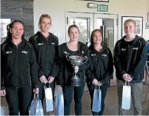  ??  ?? The Central women’s squash team Tamsyn Leevey, left, Rebecca Clifford, Danielle Fourie, Holly Donnelly and Kaitlyn Watts after winning the national teams title.