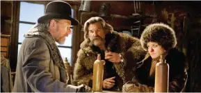  ??  ?? Jennifer Jason Leigh, Tim Roth e Kurt Russell in The Hateful Eight. Sopra, Anomalisa.