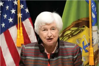  ?? AP PHOTO ?? VINDICATED
US Treasury Secretary Janet Yellen speaks during a visit to the Financial Crimes Enforcemen­t Network in Vienna, Virginia, on Jan. 8, 2024. Yellen defended the Biden administra­tion’s Covid stimulus spending by saying the US economic growth accelerate­d.