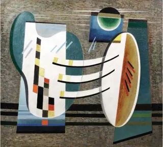  ??  ?? Werner Drewes (1899-1985), Loose Contact, 1938. Oil on canvas, 38 x 42 in., signed lower left and dated with artist’s symbol lower right. Exhibited: Theme & Improvisat­ion: Kandinsky & the American Avantgarde, 1912-1950, traveling exhibition organized by The Phillips Collection, Washington, DC, 1992-1993.