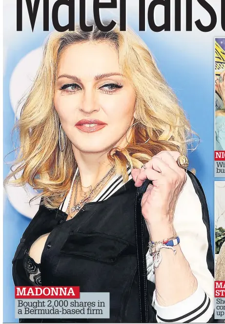  ??  ?? MADONNA Bought 2,000 shares in a Bermuda-based firm