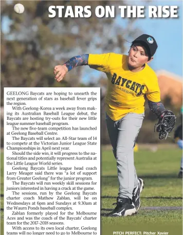  ??  ?? PITCH PERFECT: Pitcher Xavier Galang in action on Wednesday night. Picture: PETER RISTEVSKI