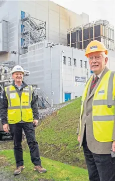  ??  ?? POWERING ON: Frank Burns, managing director of Rothes CoRDe, left, with Lord Lieutenant Major General Seymour Monro. Picture by Jason Hedges.