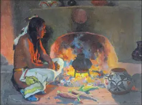  ??  ?? Eanger Irving Couse (1866-1936), Fireside Indian, oil, 11½ x 15½" Estimate: $60/90,000