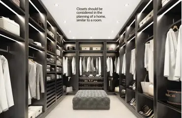  ?? Getty Images/iStockphot­o/A. Mihalis ?? Closets should be considered in the planning of a home, similar to a room.