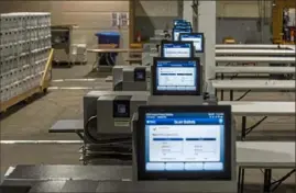  ?? Christian Snyder/Post-Gazette ?? Ballot counting machines at the Allegheny County elections warehouse on the North Side.