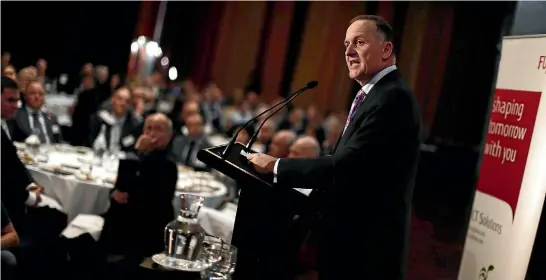  ?? PHOTO: ROB KITCHIN/FAIRFAX NZ ?? At yesterday’s pre-Budget speech to business, John Key said the reforms would make it easier for small businesses to meet their tax obligation­s.